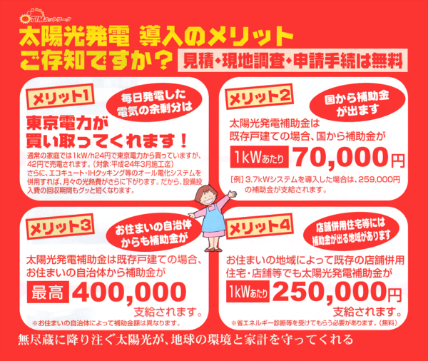 太陽光発電のメリット　ご存知ですか？